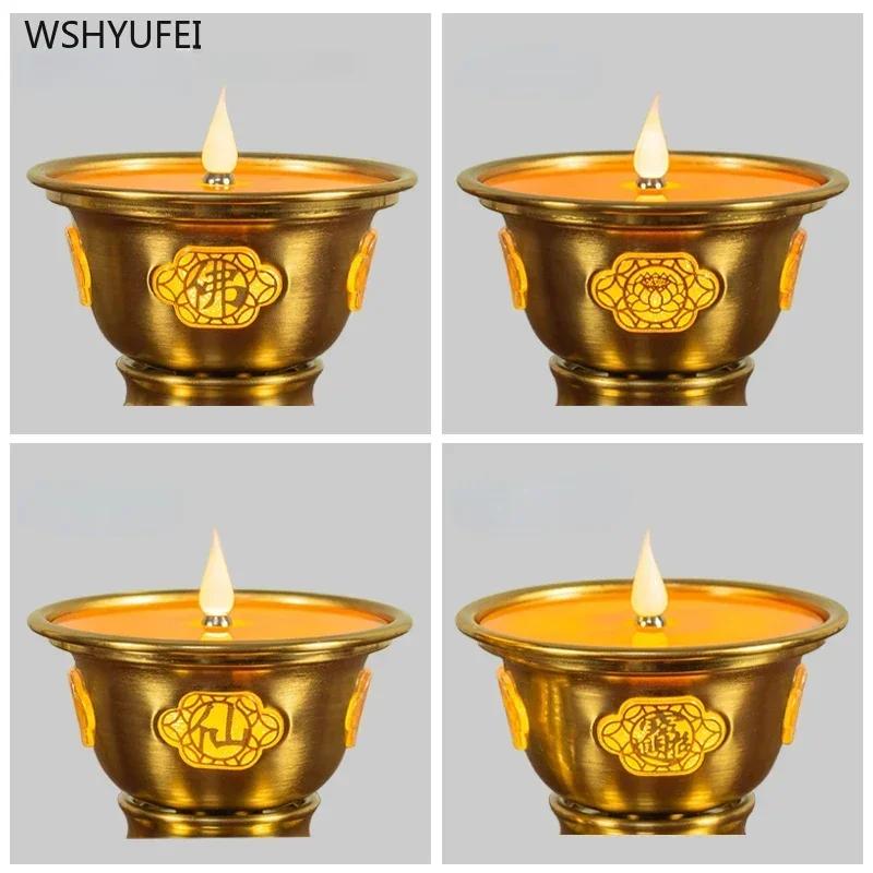 Simulated Candlestick Alloy Buddhist Temple Offerings Buddhist Artifacts Living Room Decoration Plug In 110V~220V