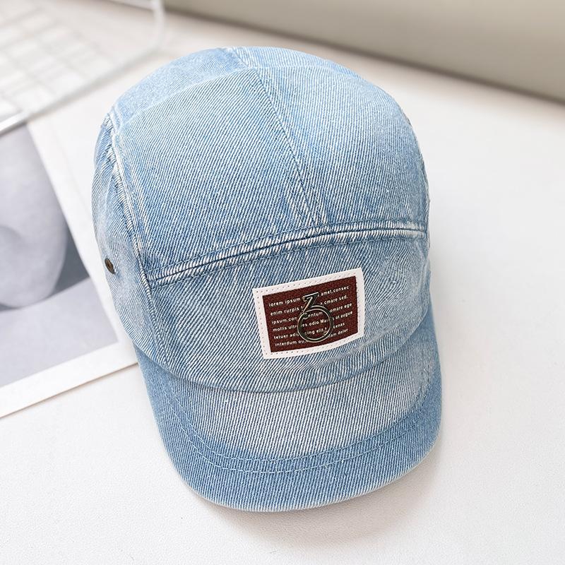 Vintage washed denim baseball cap children versatile short brim hip hop hat niche design sunshade cap men