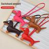 Dachshund Cartoon Leather Keychain: Pet Bag Charm & Phone Case Decoration