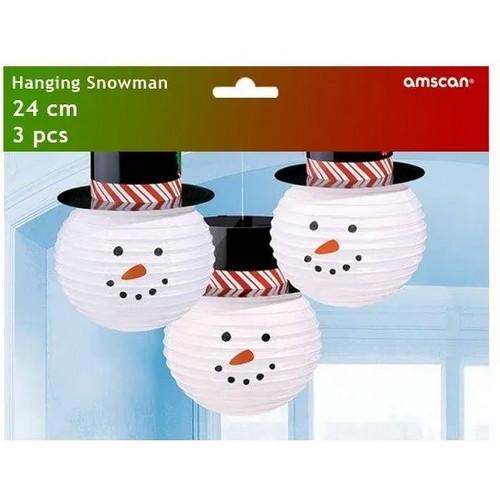 Paper Snowman Christmas Lantern (Pack of 3)