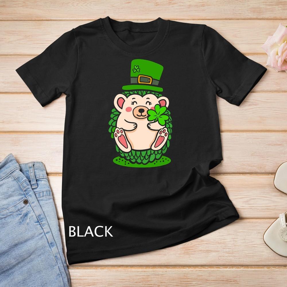 

St. Patrick s Day Shamrock Hedgehog Irish Unisex T-shirt 4XL