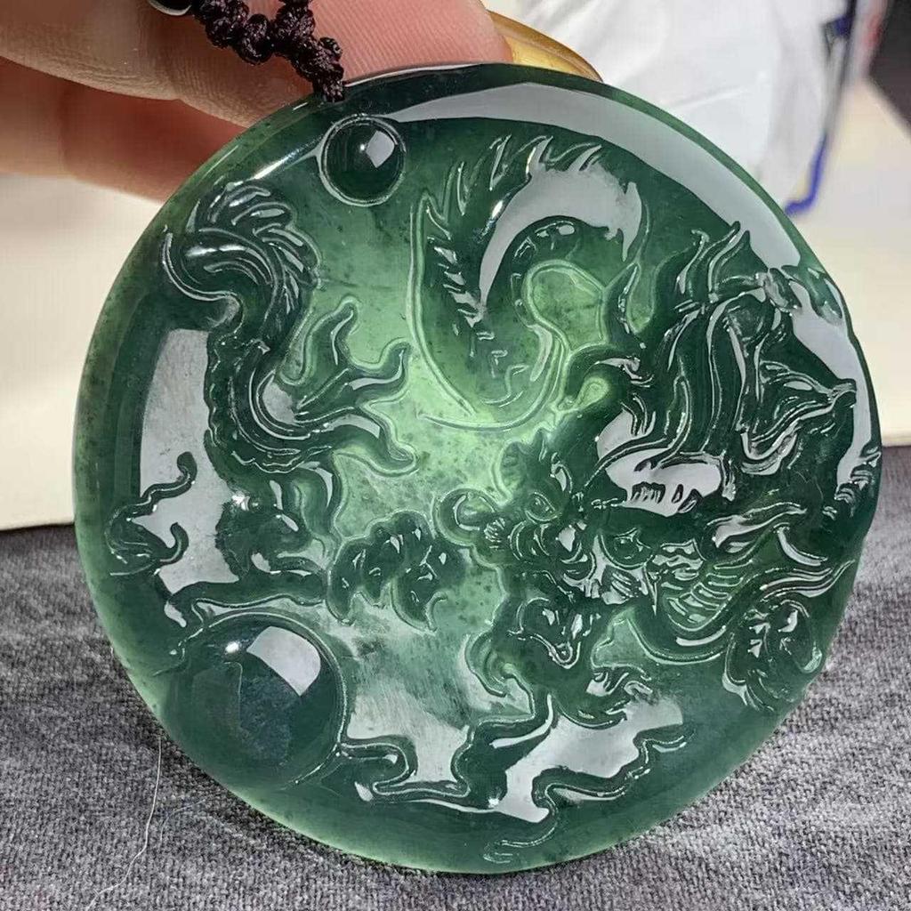 Natural A-Grade Jade Antique Guanyin Pendant for Men and Women