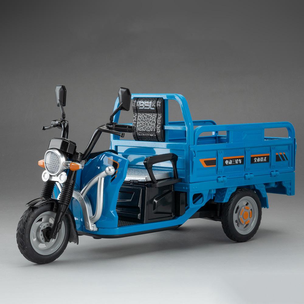 

1:12 Электрический трехколесный велосипед Сплав Модель автомобиля Игрушки Литой мотоцикл Рулевое управление передним колесом Звук Свет Оттягиваемый назад Транспортное средство Мальчик Коллекционная игрушка синий