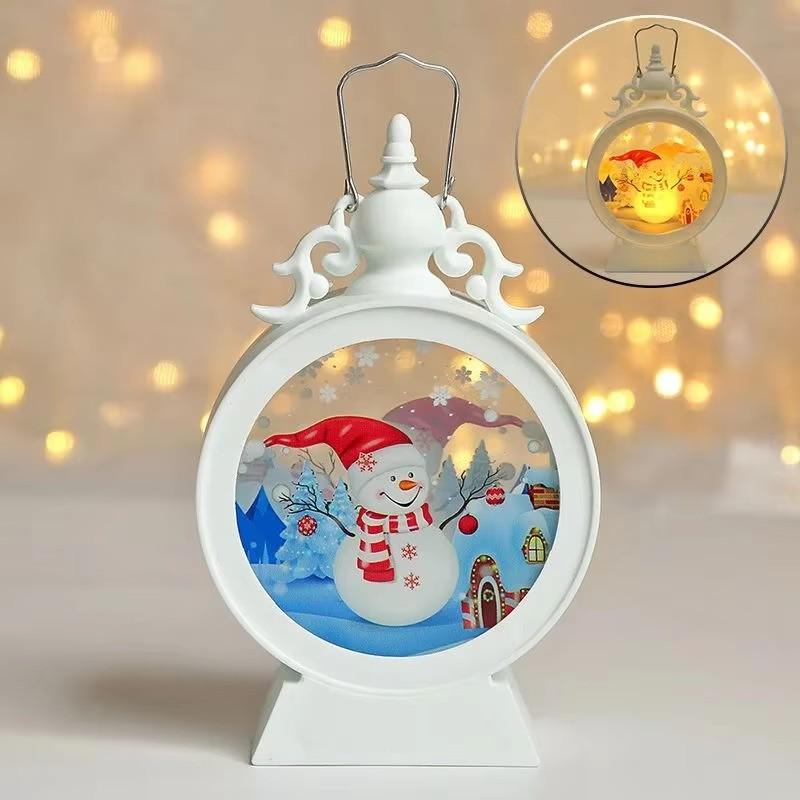 Christmas Lantern LED Lighted Snowman Lamp With Santa Claus Decorative Hanging Lanterns Christmas Snow Globes Gifts For Children