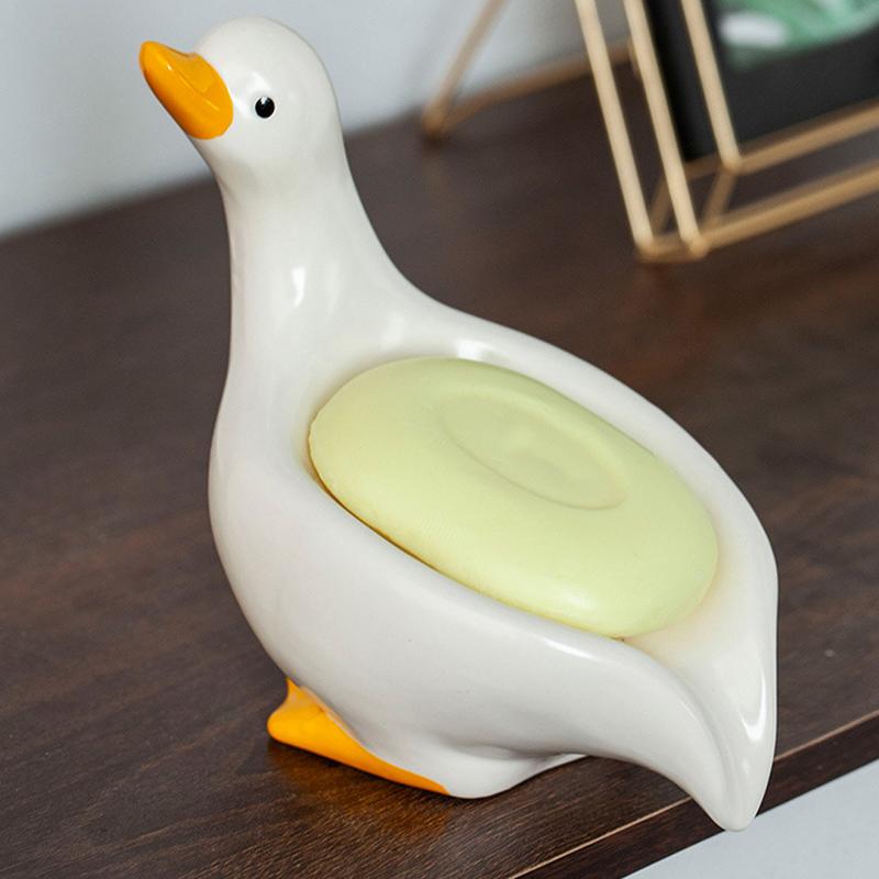 Mydelniczka Kreatywny samozasysający stojak do przechowywania mydła Personalizowany uroczy kształt kaczuszki półka gospodarstwa domowego artefakt łazienkowy