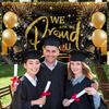 We Are So Proud of You Banner - Congratulations Banner - Congratulations Decorations - Congrats Decorations for Prom - 5ft X 3ft (Black & Gold)