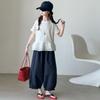 Girls' Lace Half-Sleeve Top & Nine-Point Bloomer Summer Set - Korean Style