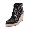 Fashion FHC New 10cm Wedges High Heels Women Amkle Boots,Platform Short Botas,Woven Hemp Sole,Autumn/Winter Shoes,Black,Brown,Dropship