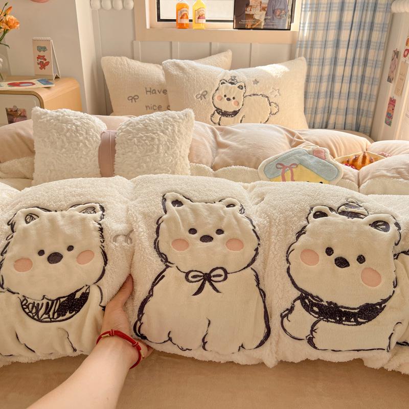 Winter Plush Velvet Bedding Set: Flannel Fleece Sheets & Teddy Duvet Cover