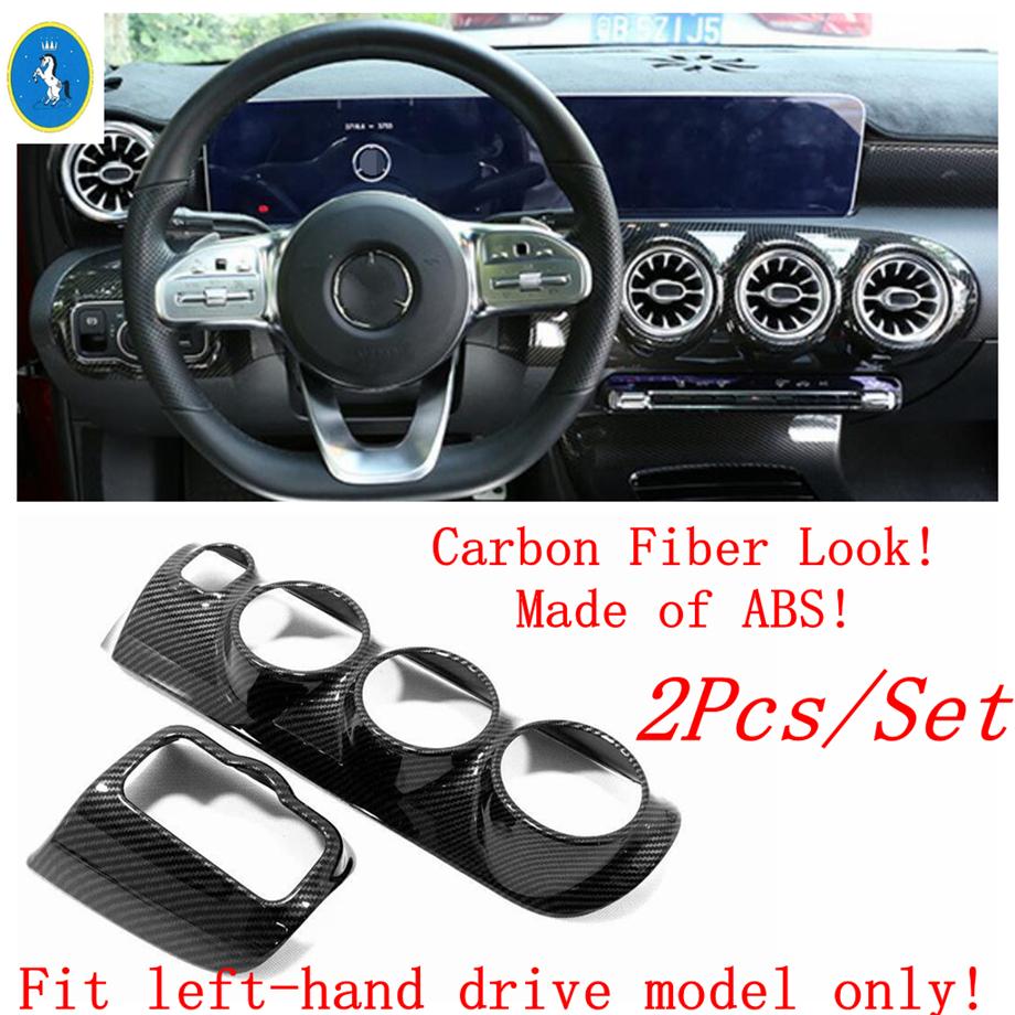 Carbon Fiber Trunk Door Switch Button / Air AC Outlet Armrest Glass Lift Panel Cover Trim For Benz CLA 200 C118 W118  - 2024
