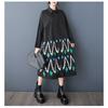 Loose Large Size Printed Splicing Casual Simple Sweetheart Long Sleeve Dresses