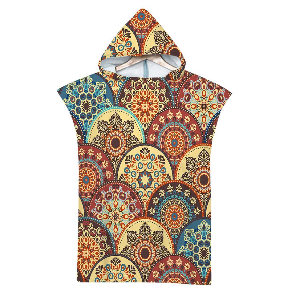 Geometric Hooded Wearing Bath Towel, Beach Towel, Cape, Seaside Change Of Clothes, Bathrobe, Printed Hooded Bath Towel, Minimum Order