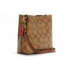 Coach Town 16 Rainbow Logo Print Dark Wood Leather Bucket Bag Women Bags Khaki C6835-IME7V