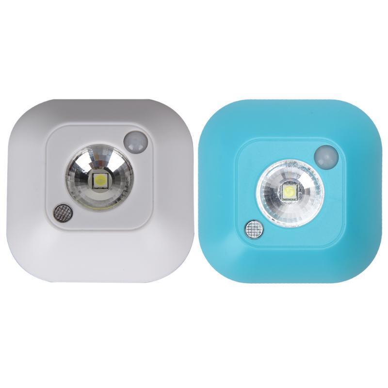 1Pc LED Battery Powered Night Light Motion Activated Sensor Lights Mini Square Wall Lamp