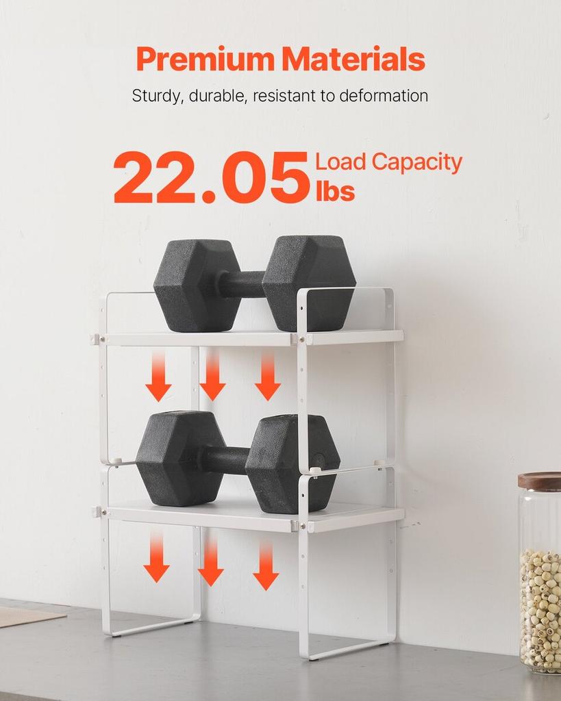 2 Tier Cabinet Organizer Shelf Counter Shelves Steel Storage Spice Rack