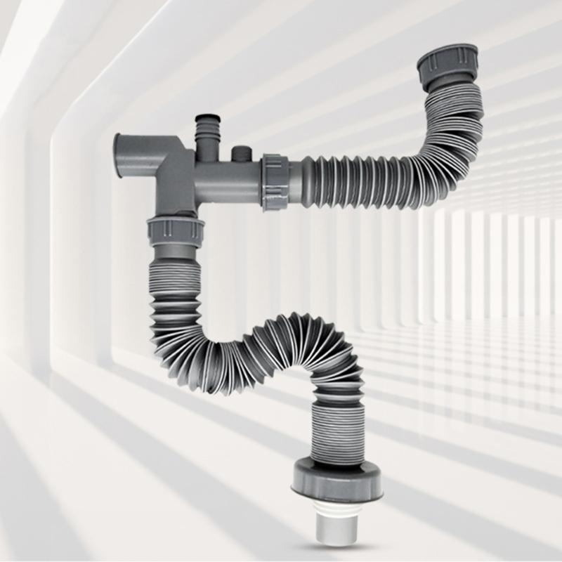 Flexibles Spülbeckenablaufrohr mit Adapter Ausziehbares Rohr-Ablaufrohr für Spülbeckenablauf & Müllentsorgung