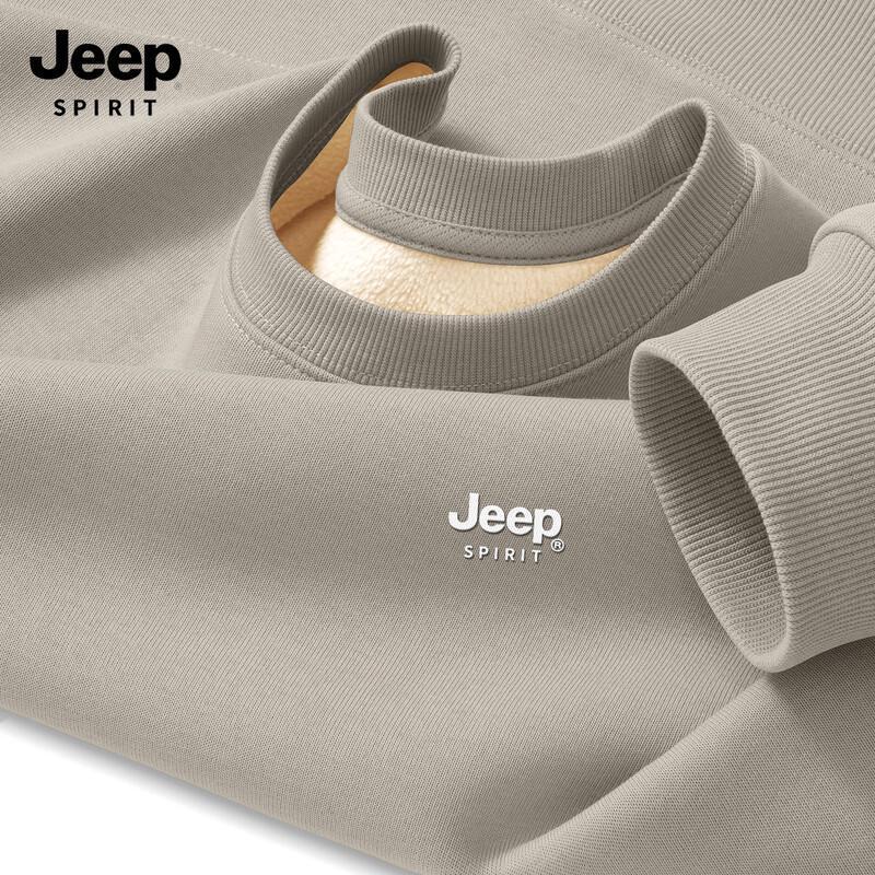 JEEP SPIRIT Men s Fleece-Lined Loose Fit Round Neck Sweatshirt M