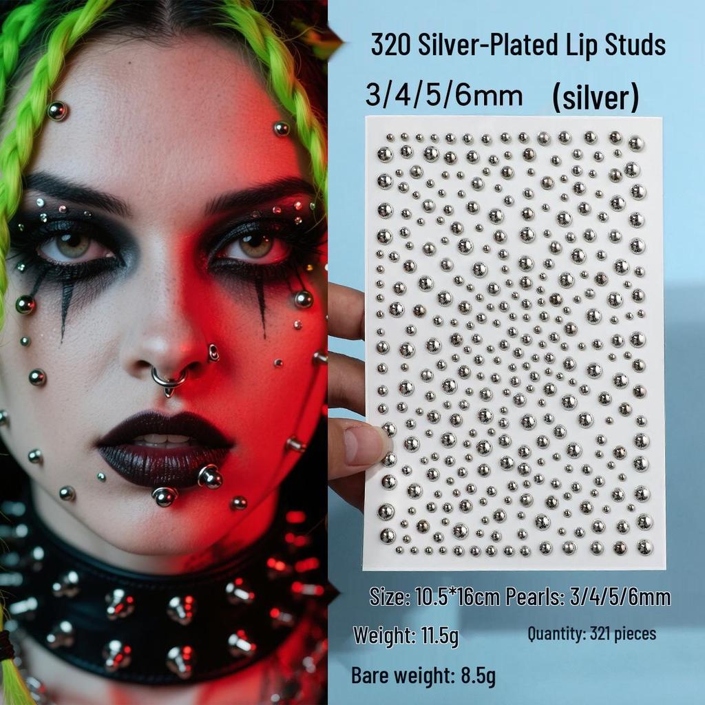 Self-Adhesive Facial Ornaments: No-Punch Free Eyebrow, Nose, Lip, and Earring Stud Stickers