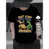European sizes Boys' T-Shirt Dinosaurs Boy Loves Just A Who , Ideal for Outdoor Activities, Soft Knitted Top, Comfortable And Breathable