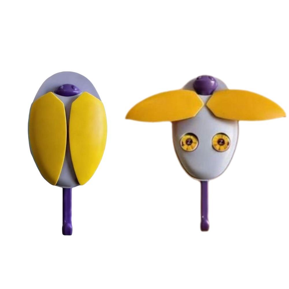 

2 Pieces Wall Hanging Cartoon Hooks Seamless Coat Hooks Funny Sticky Hooks Bathroom жовтий