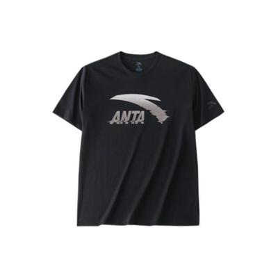 Lifestyle Series Logo Letter Round Neck Pullover Short Sleeve T-Shirt Unisex T-Shirt Black Silver 952428107-4
