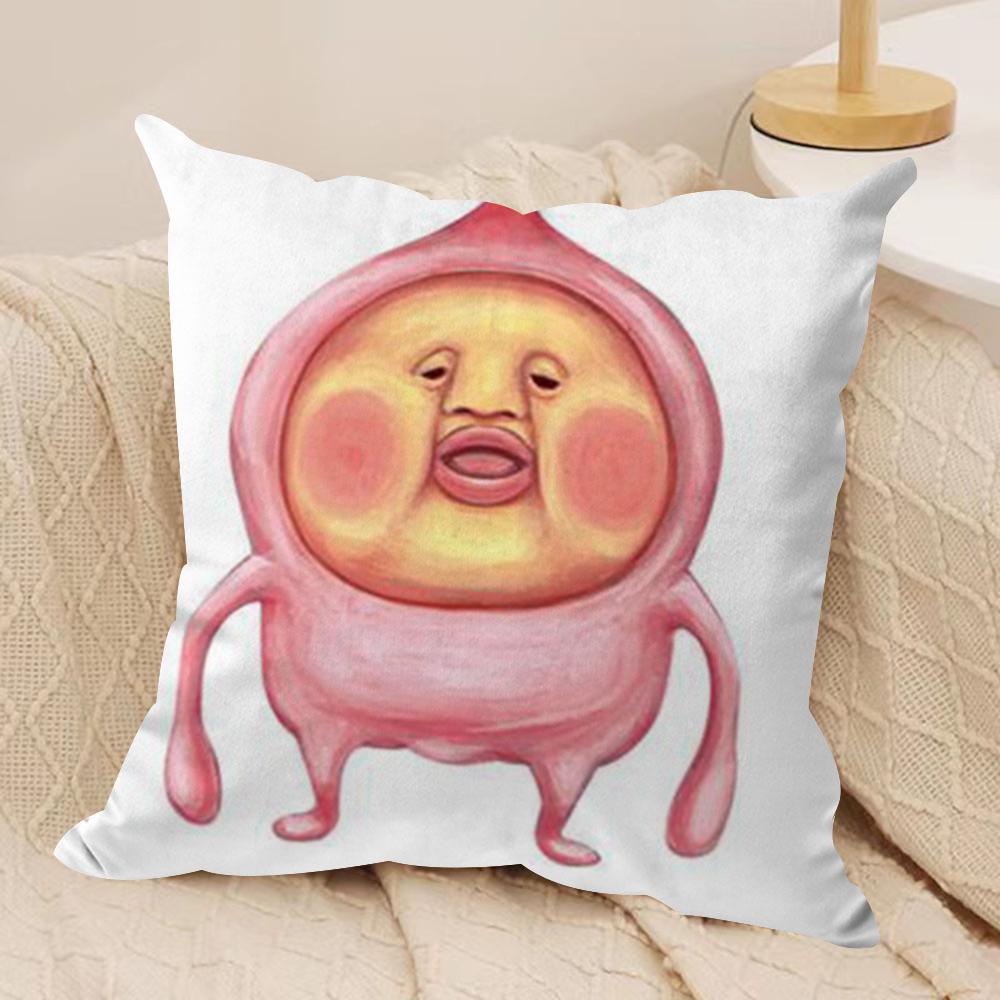 Cartoon Peach Print Cushion Cover, All-Season Universal & Removable Washable, Home Sofa Pillowcase