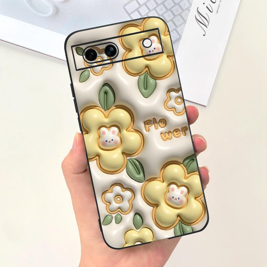 For Google Pixel 8A 6 6A 7 Case Luxury Black Soft Silicone TPU Bumper Phone Cover for Google 6a Pixel8a Capa