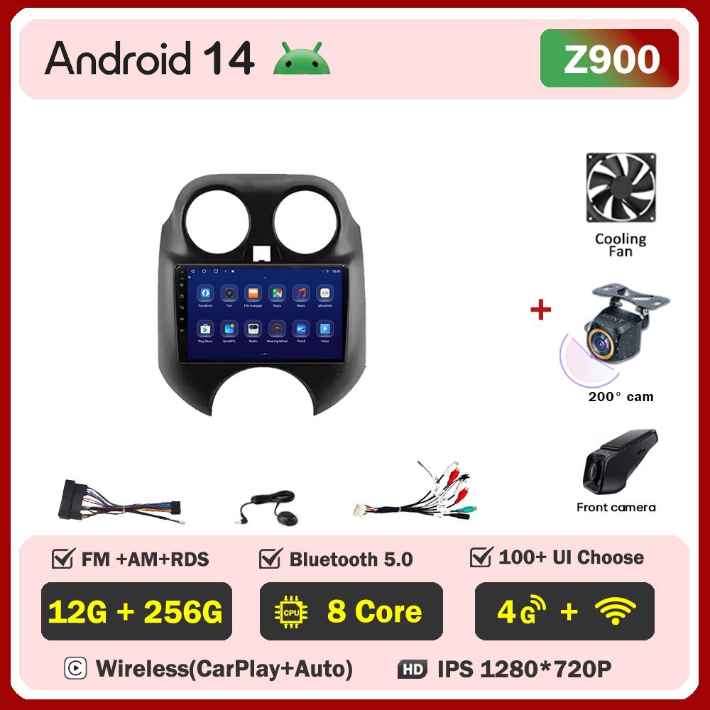 Car Multimedia Player For Nissan March MICRA 2010- 2013 Car Radio Player Touch Screen Wireless Android 14 Stereo Head Unit GPS