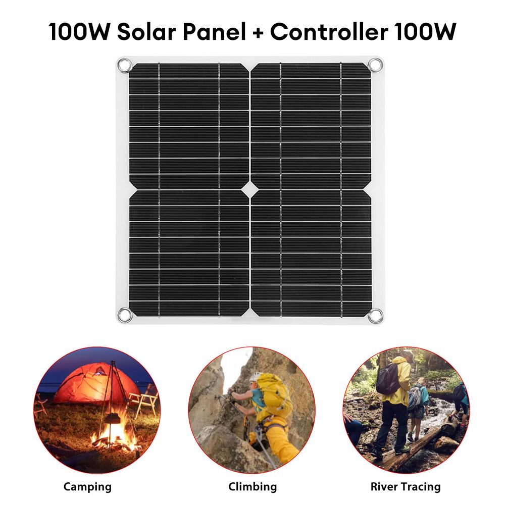 12V Solar Panel Kit with 100A Solar Charge Controller & Extension Cable with Battery Clips for Boat Motorcycle Lights RV Camera