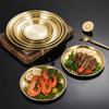 Korean Food Plate Gold Silver Dining Plate Eco-Friendly Metal Tray  Dinner