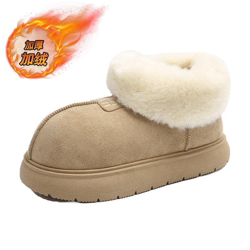 

Новые осенне-зимние бархатные утолщенные пушистые туфли с большой головой, мягкая подошва, толстая подошва, меховые интегрированные теплые зимние ботинки, женская обувь 35