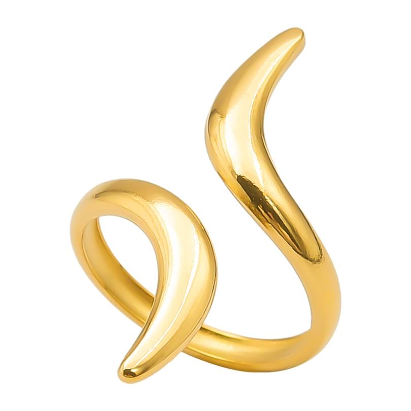 Neuer Offener Verstellbarer Ring Blatt Schlange Herz Echt Vergoldeter Edelstahl Ringe Für Frauen Männer Zubehör Mehrschichtiger Schmuck