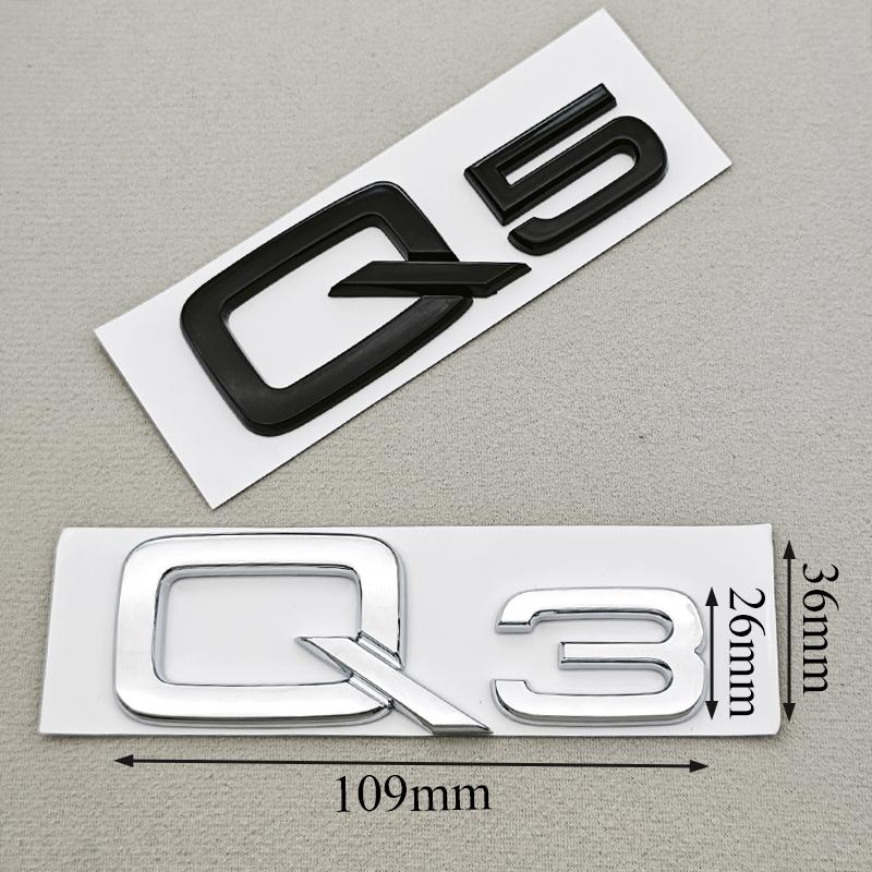 2026 Hot 3D ABS Chrome Black Car Letters Q3 Q5 Logo Rear Trunk Badge Emblem Decals For Audi TFSI Q3 Q5 8U 8R 80A Auto Accessories