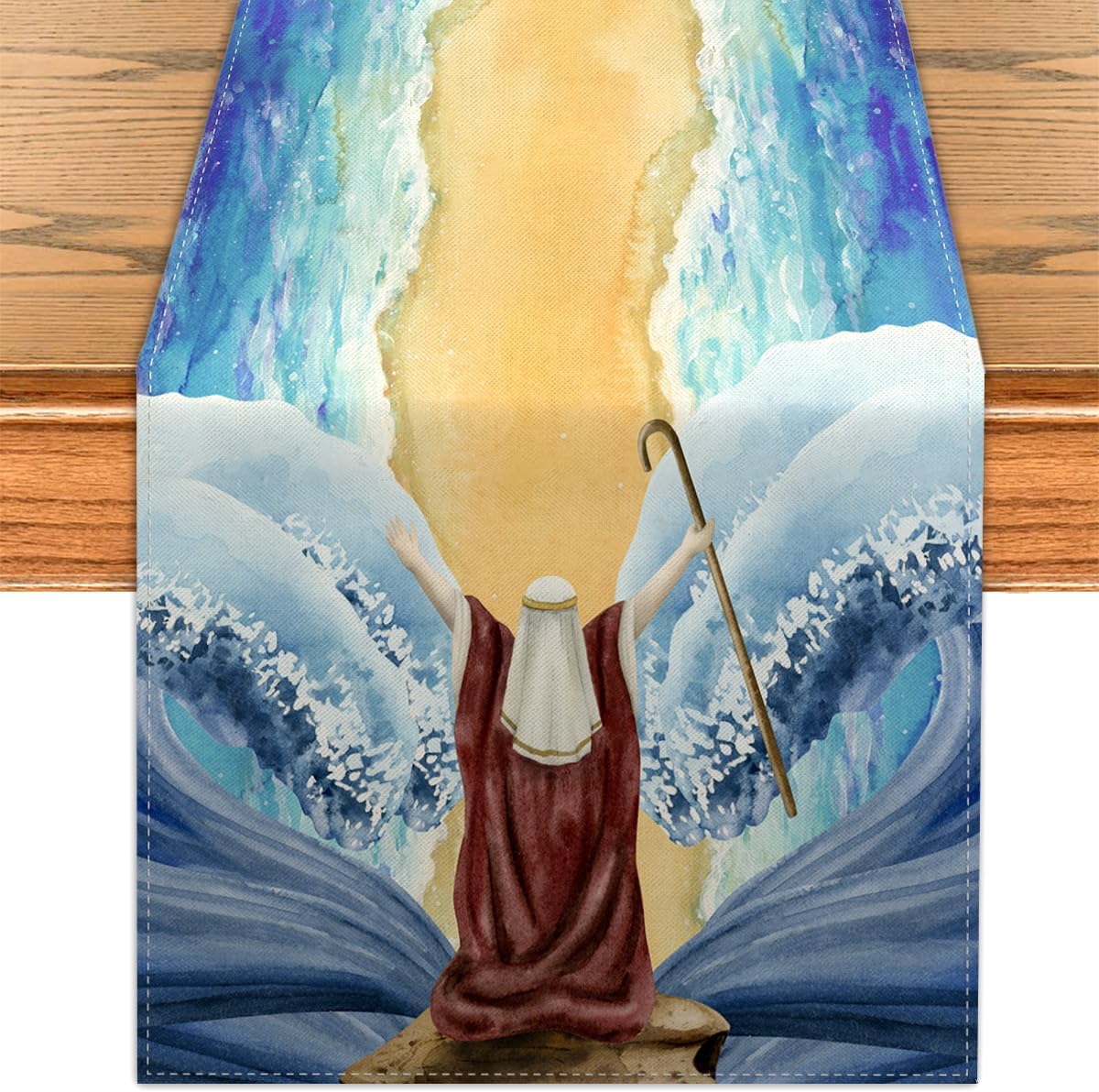 Passover Linen Table Runner Jewish Festival Decor Reusable Pesach The Red Sea Kitchen Dining Table Runner Passover Decorations 150x33cm