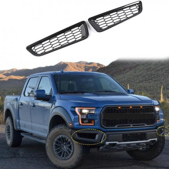 Carbon Fiber Honeycomb Front Bumper Fog Lamp Cover Trim For Ford F150 2017-