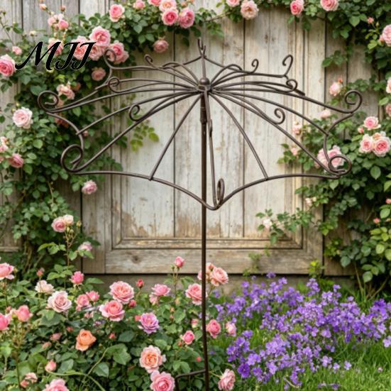 Elegant Trellis for Planters Vintage Umbrella Garden Trellis, Metal Climbing Plant Support, Shape Decorative Stand Terrace Vines Roses Clematis,