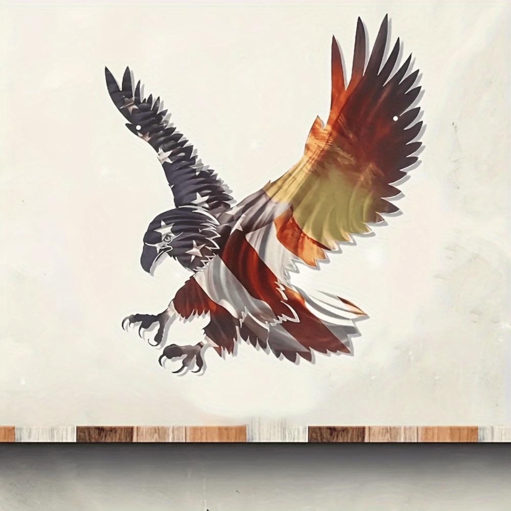 Wrought Iron Bald Eagle Wall Art, Colorful Rustic Metal Decor for Indoor Outdoor, Holiday Gift Halloween Christmas New Year