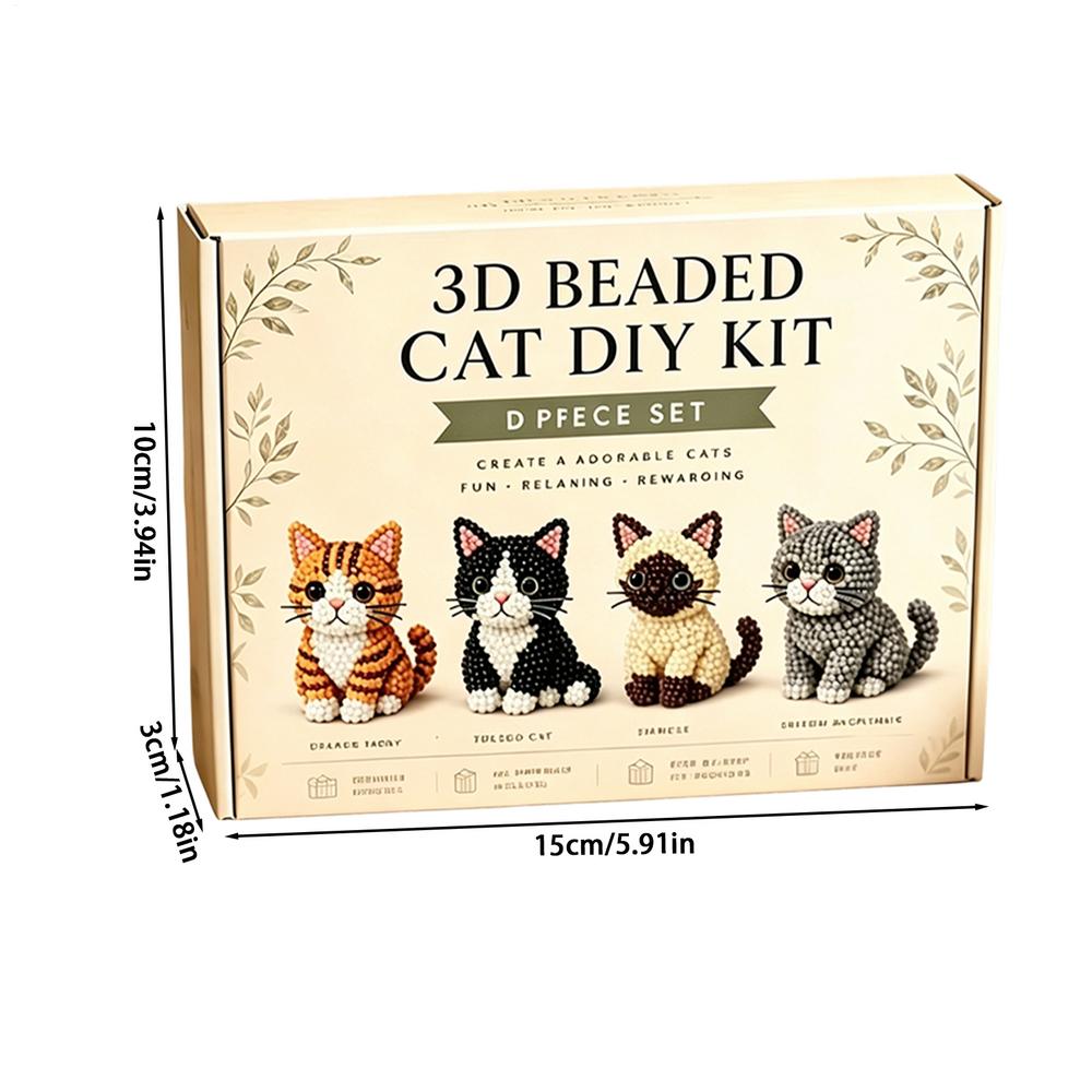 Kit per Perline Animali Fai da Te Set Creativo Gatto 3D con Perline per Decorazione Scrivania Libreria Bomboniere Capodanno Lezione d'Arte in Ufficio Regalo Festivo