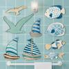 9 Pcs Beach Wooden Wall Decor Coastal Ocean Style Wall Art Rustic Fish Seagull Sailboat Hanging Sculpture for Lake House Home Bedroom
