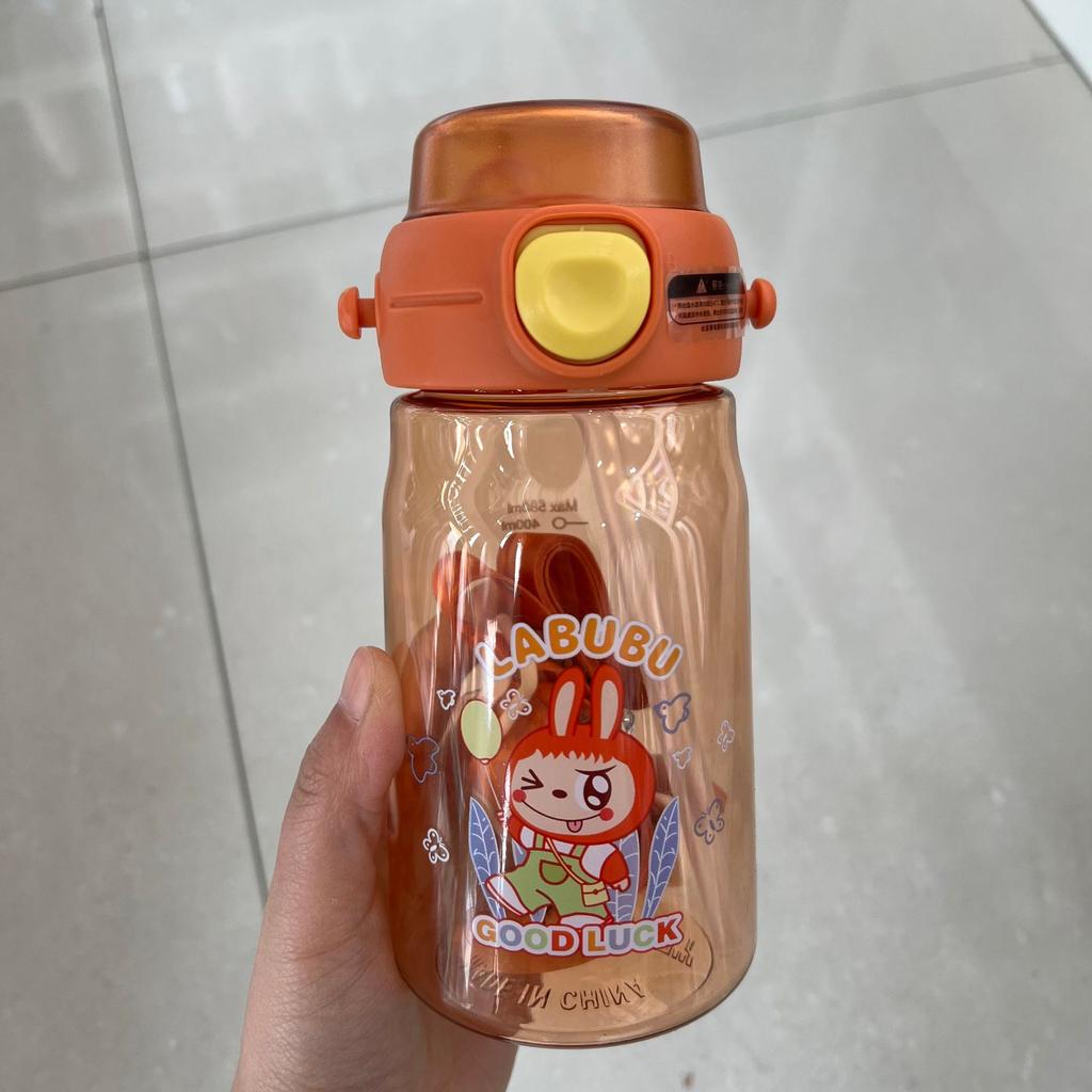Water bottle cute cartoon straw cup portable leak-proof student children outdoor school high temperature food grade plastic cup drop