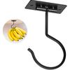 Self Adhesive Banana Hook Under Cabinet Foldable Banana Hanger Black Metal Under Counter Banana Hook to Keep Bananas Fresh Banana Holder for Kitchen