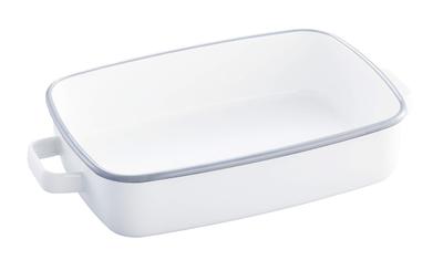 365methods Fuji Enamel Oven Dish, White X Light Gray, Shallow, Medium, 1.6L, YY-HM.W