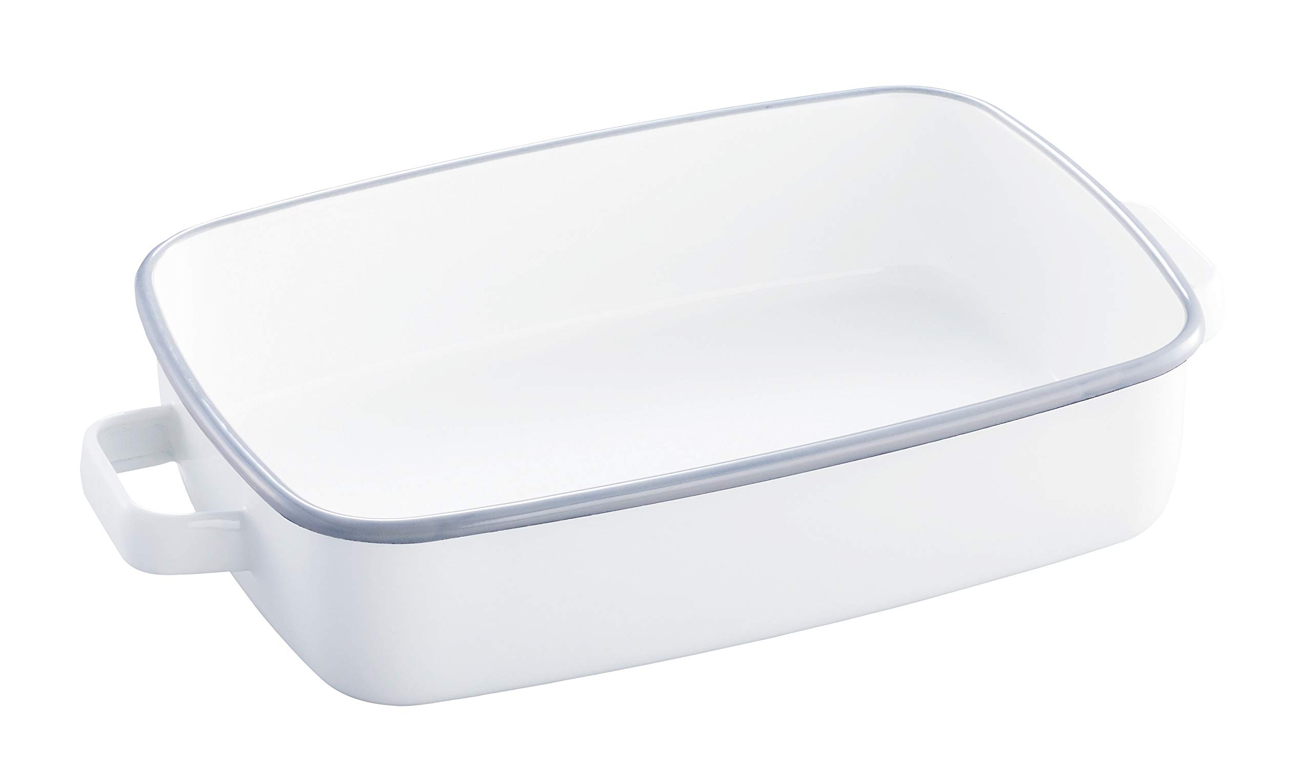 

365methods Fuji Enamel Oven Dish, White x Light Gray, Shallow, Medium, 1.6L, YY-HM.W