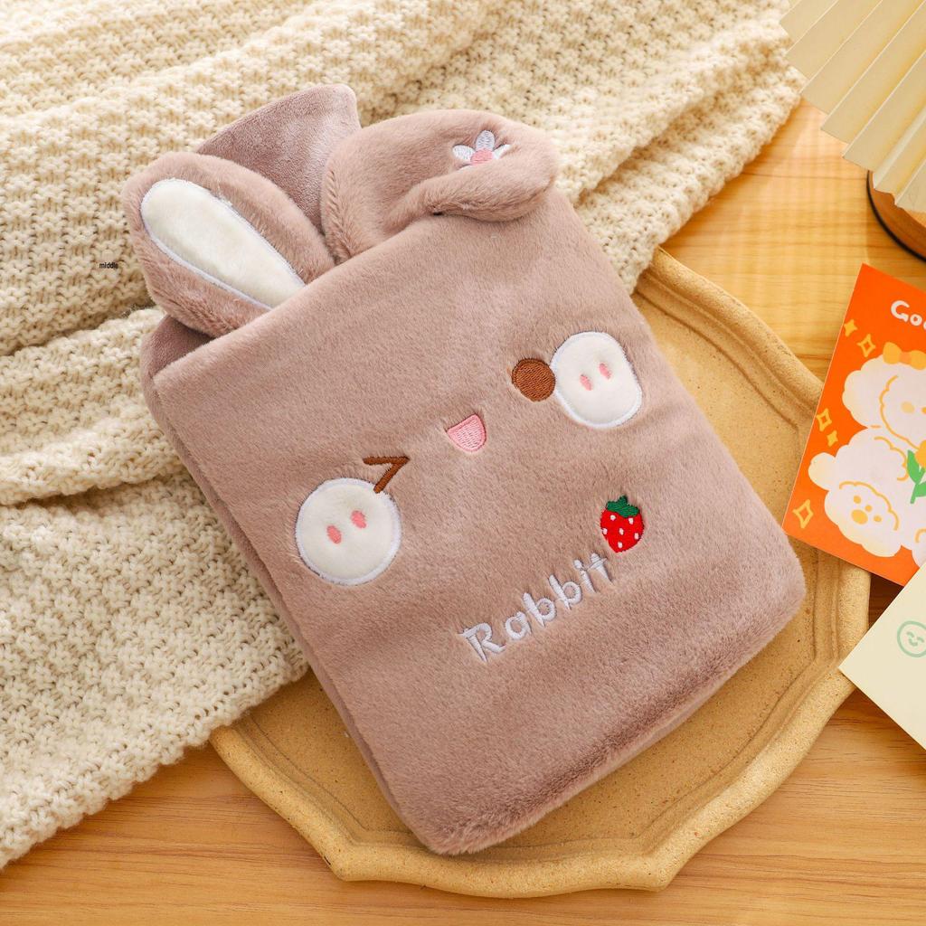 Winter Rabbit Ears Hot Water Bottle - Thick, Explosion-Proof, Portable, Detachable Hand Warmer with Cartoon Design.