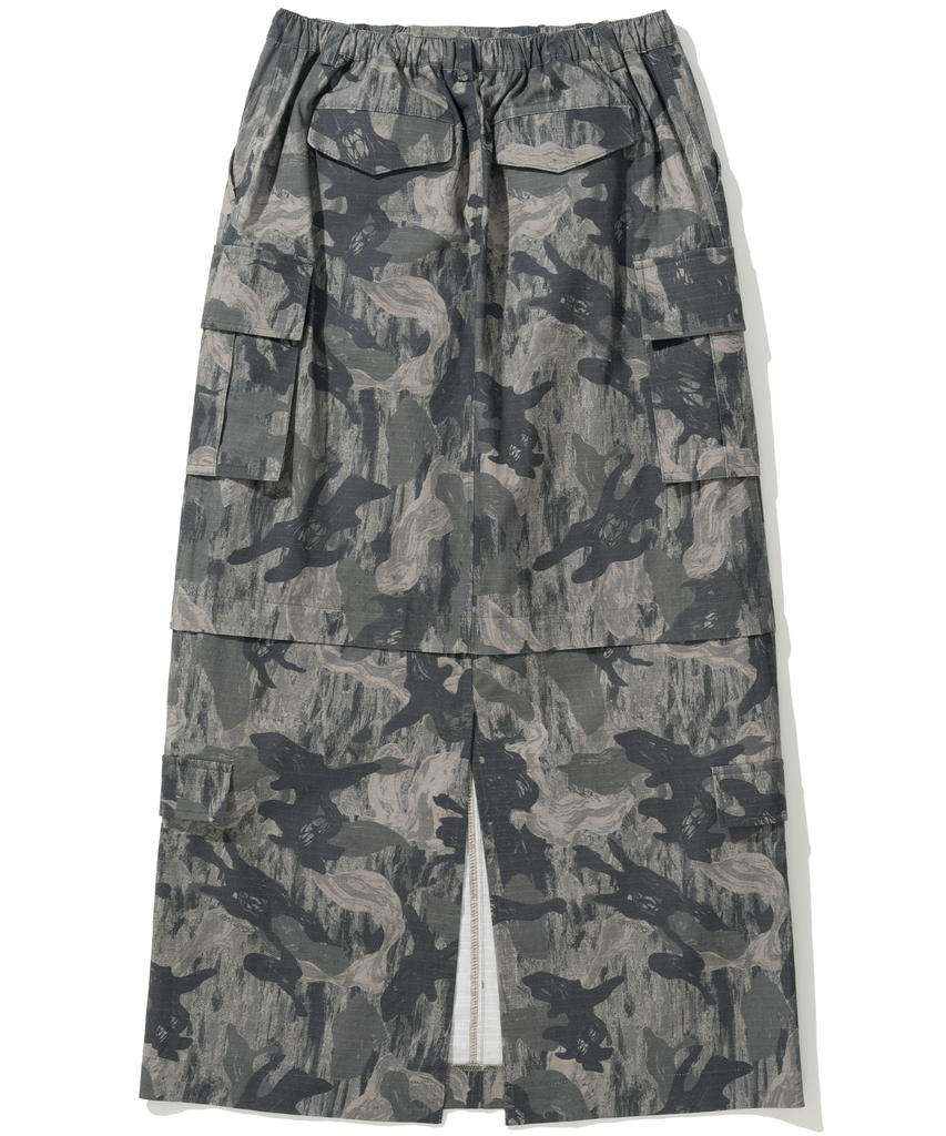 Notponerd W Ripstop Cargo Long Skirt - Camo Gray