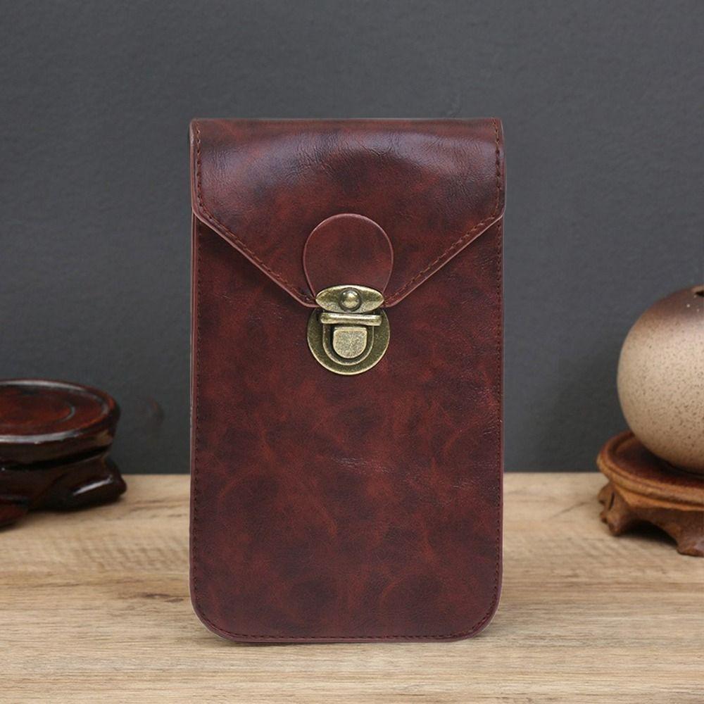 Retro Leather Phone Belt Bag WaterProof Universal Male Waist Pouch Multifunctional Phone Pouch Men