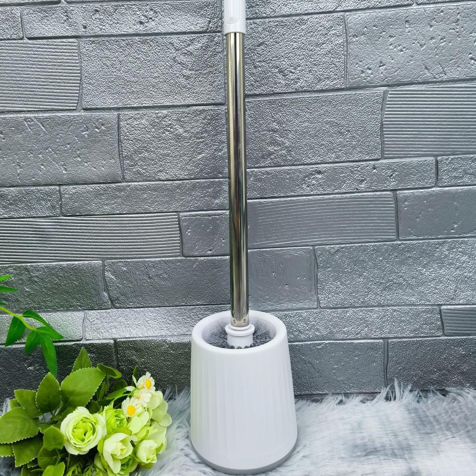 2-in-1 Wall-Mounted Toilet Brush Set with Base - Long Handle for No Dead Corners