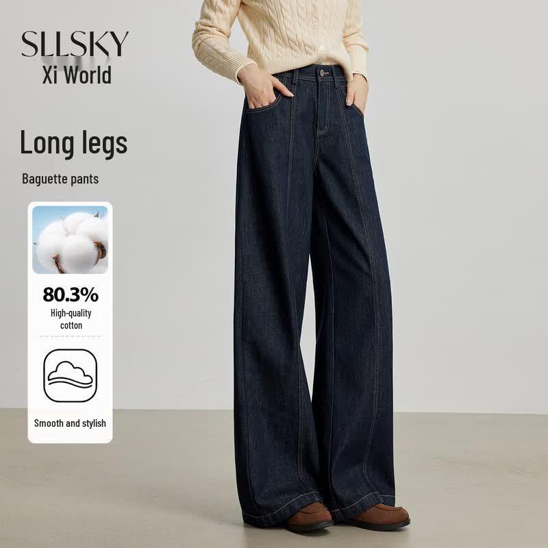 SLLSKY Women s Original Denim Wide-Leg Jeans 30