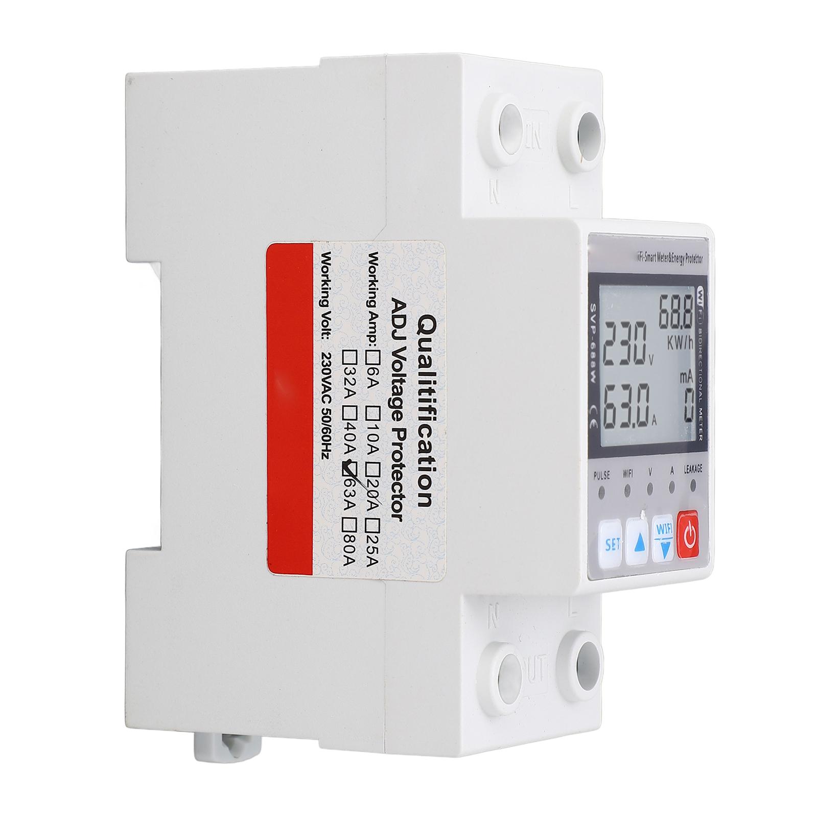 

Устройство защиты от перенапряжения и пониженного напряжения с дистанционным мониторингом WiFi, защитное устройство от напряжения и тока с измерением