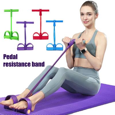 4/6-Tube Pedal Puller Resistance Band with Handle Multifunction Elastic Yoga Sit-up Pull Rope Men Women Pedal Tensioner Exerciser Workout Equipment